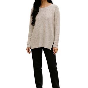 Eileen Fisher Organic Cotton Blend Neutral Lightweight Knit Sweater Women Sz XL